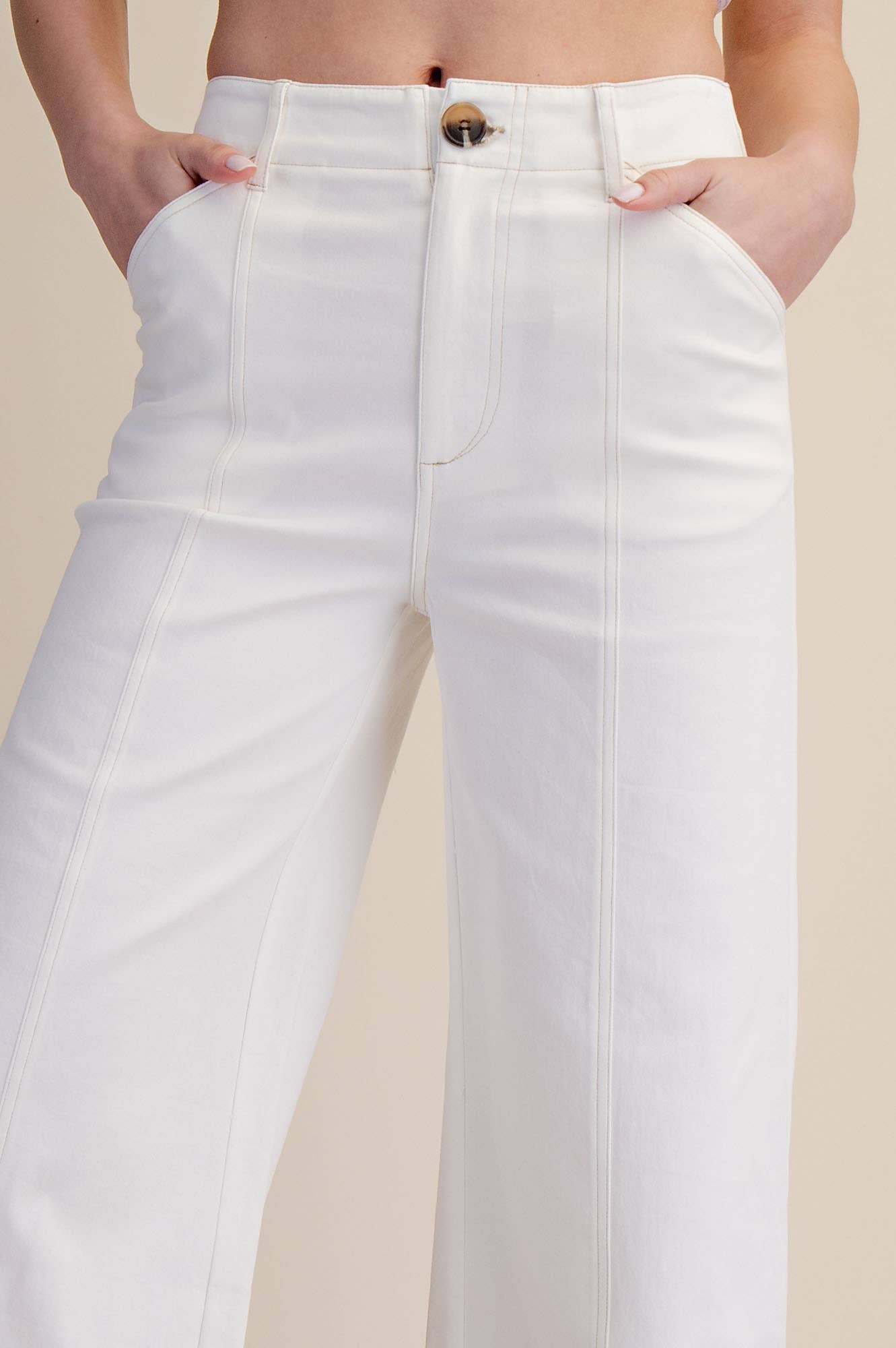 Pants High Rise Stitch Seamed Crop With Pockets Modest Fashion Faith Based