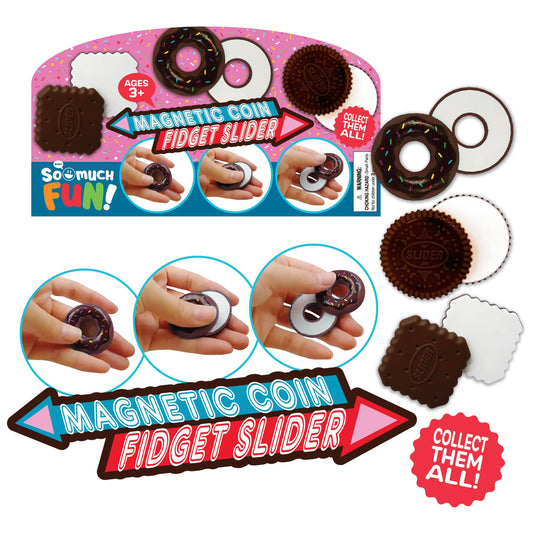 Snackable Snapping Fun Magnetic Coin Fidget Sliders Donut Cookie Square