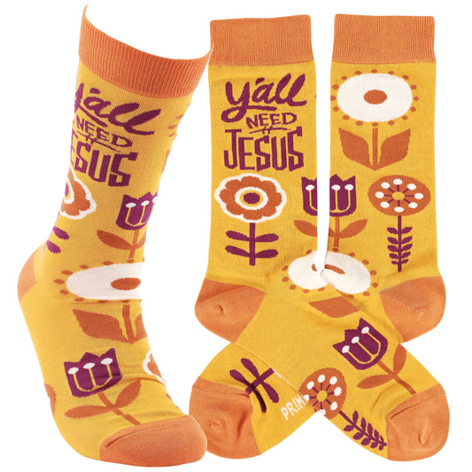 Socks Yall Need Jesus Faith Based Southern Floral Gift Socks For Her