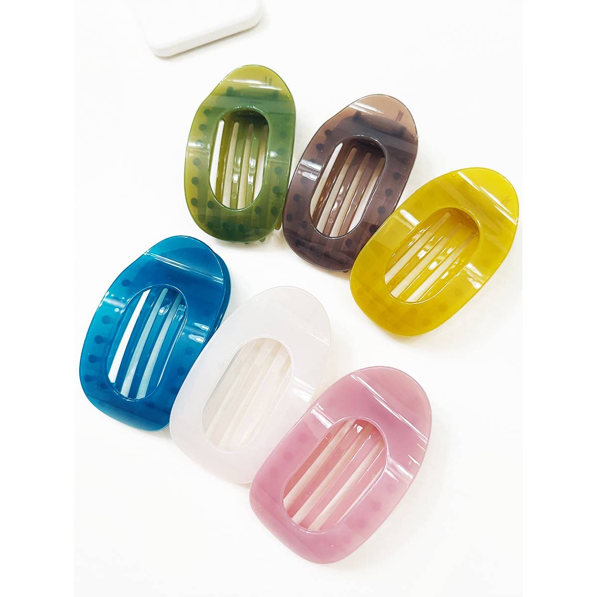 Hair Claw Clip Oval Flat Design With Jelly Colors For Thin Hair
