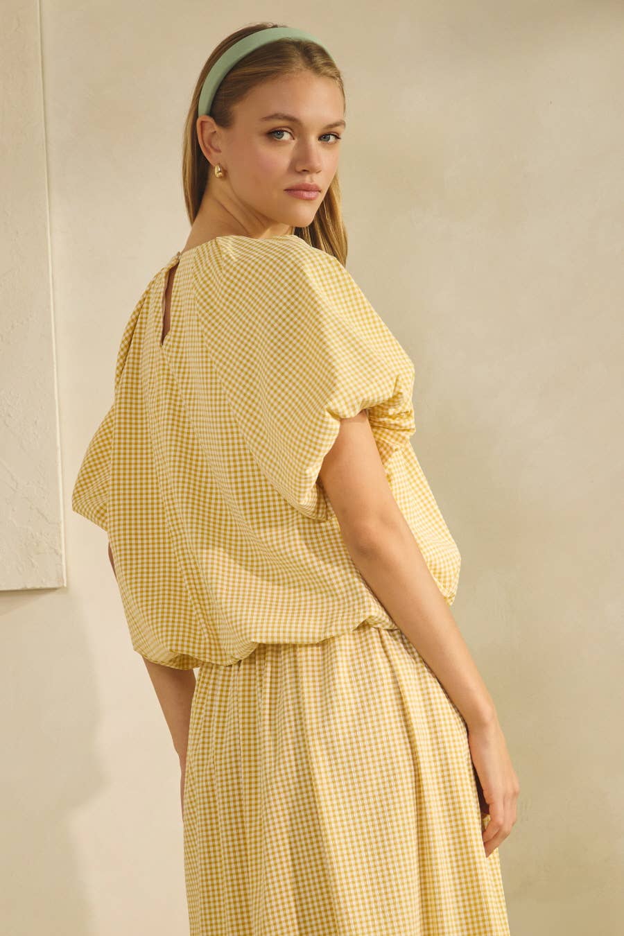 Gingham Bubble Top And Skirt Set- HOT SELLER- Modest Fashion