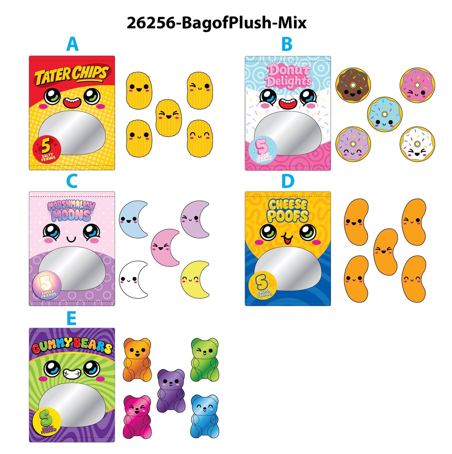 Snack Pack Pals Plush Toy Assortment For Couch Forts And Snack Time Snuggles