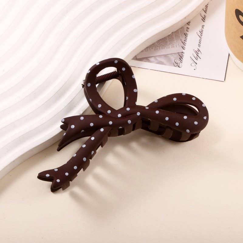 Hair Claw Clip Oversized Polka Dot Bow Glossy Acetate For All Hair Types