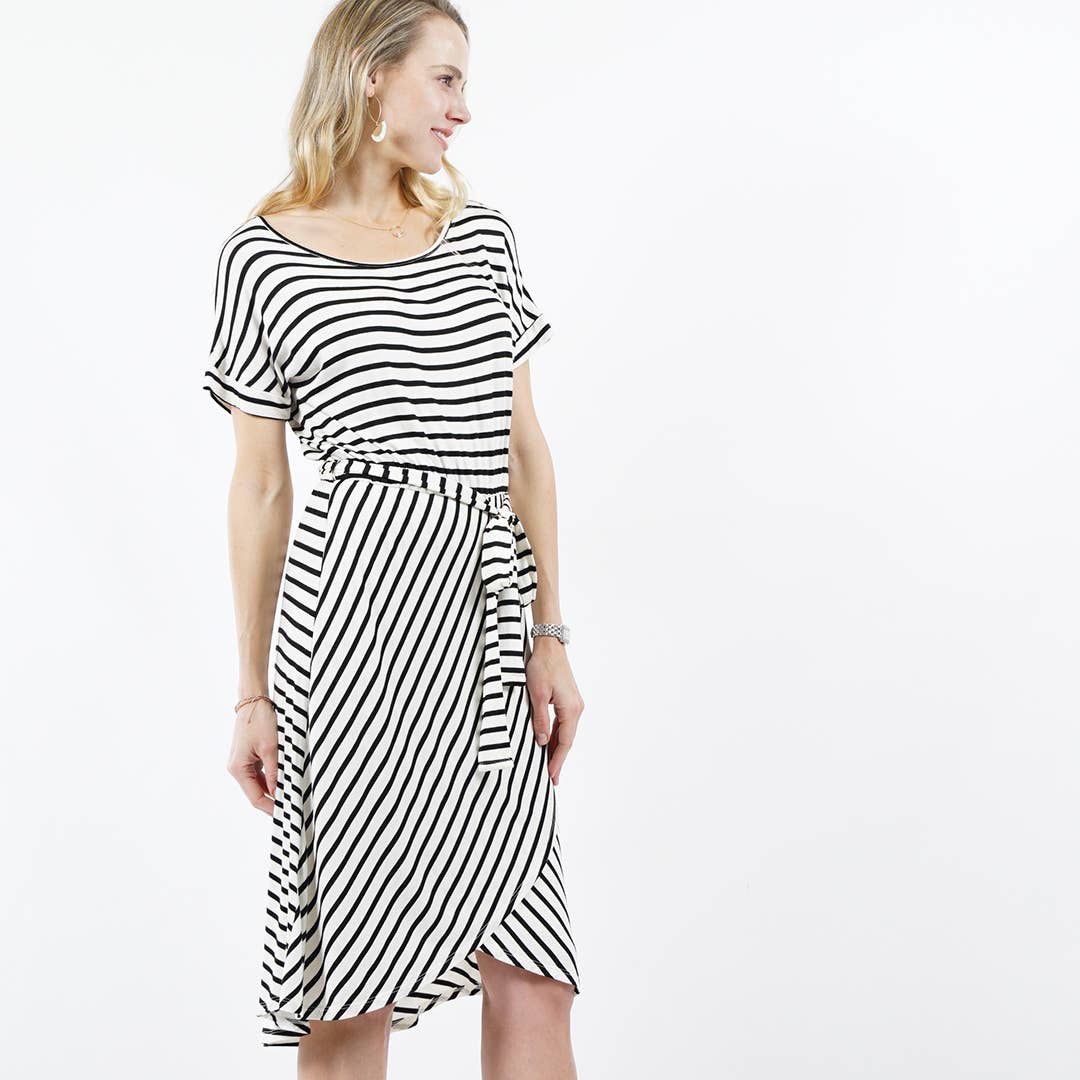Tie At Waist Everyday Midi Dress - Modest, Tulip Hem