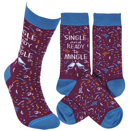 Socks Ready To Mingle Colorful Drink Design With Confetti Cheer Gift For Her