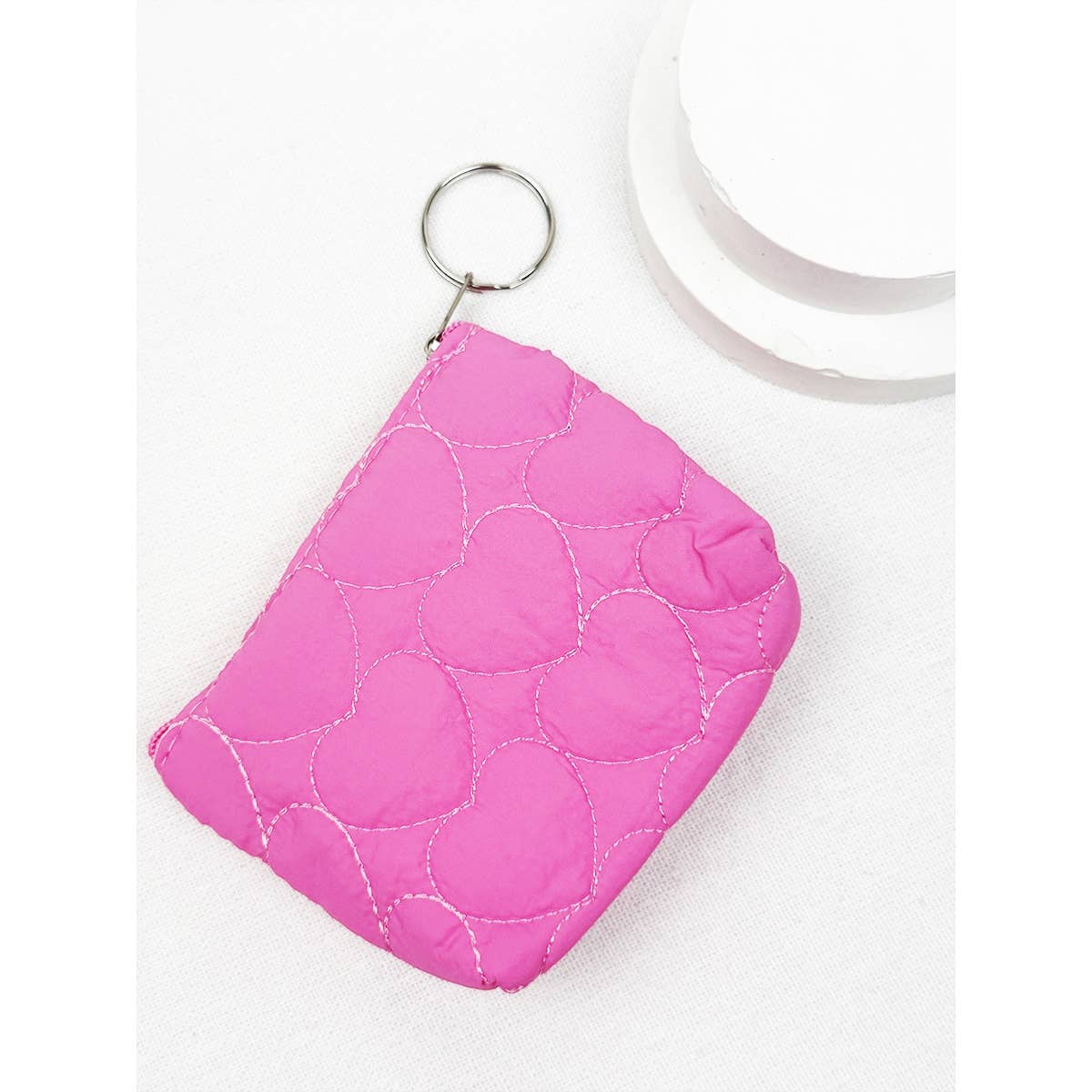 Coin Purse With Key Ring Heart Embossed Detail Mini Size Assorted Colors