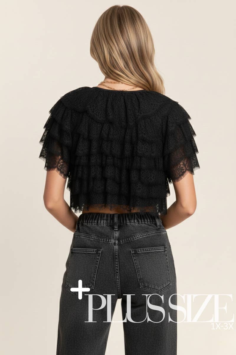 Cardigan With Tiered Lace Cropped Eyelash Fringe Front Tie Modest Fashion