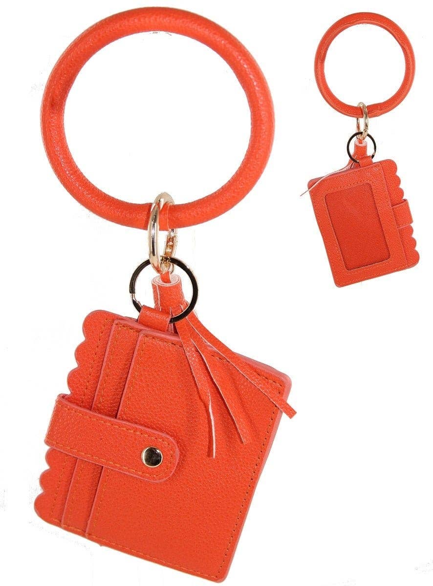 Bangle Keychain Wallet With ID Window In Vegan Leather For Handsfree Chic