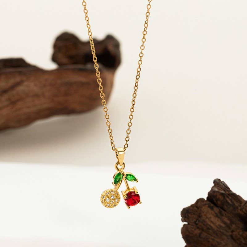 Fruit Pendant Necklace With 18K Gold Finish Stainless Steel Non Tarnish Gifts For Her
