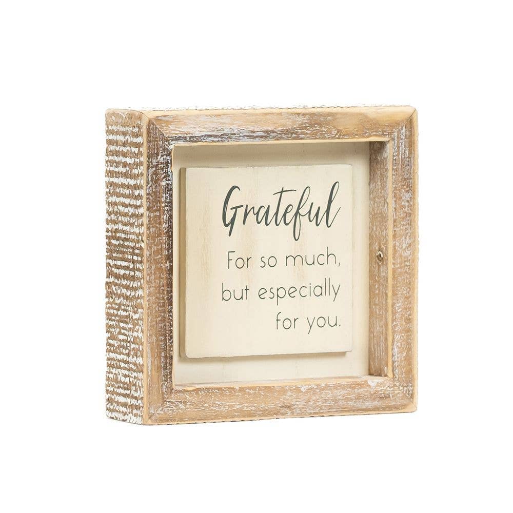 Grateful White & Natural Finish Frame Sign Gifts For Her