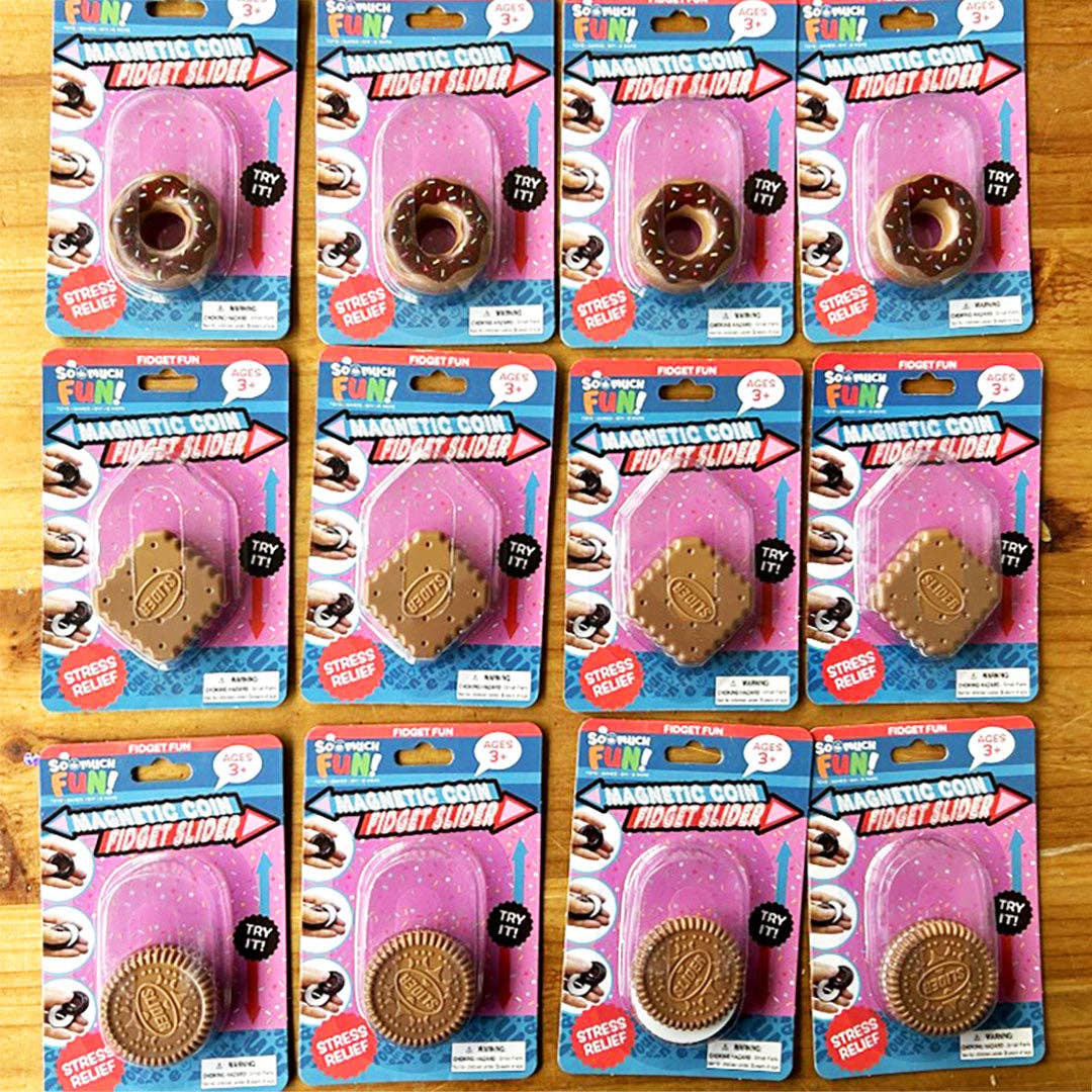 Snackable Snapping Fun Magnetic Coin Fidget Sliders Donut Cookie Square