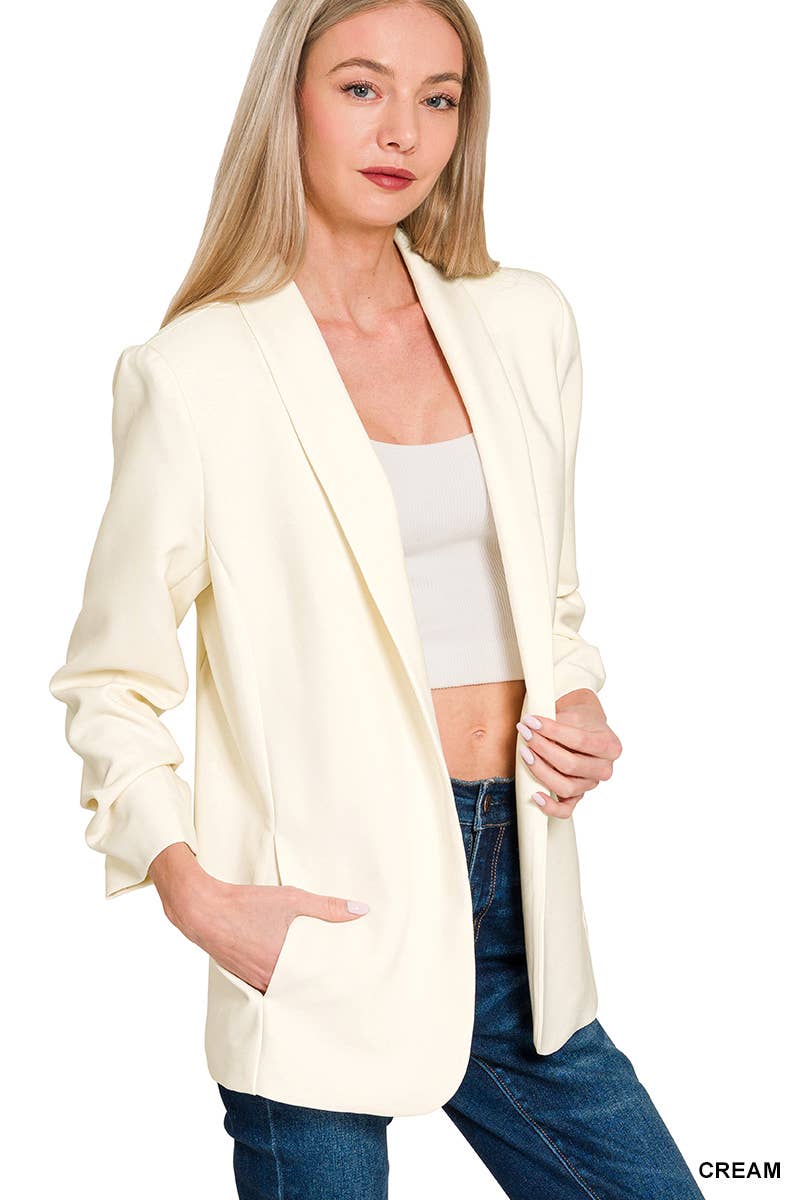 Boss Lady Blazer | Three Quarter Ruched Sleeves