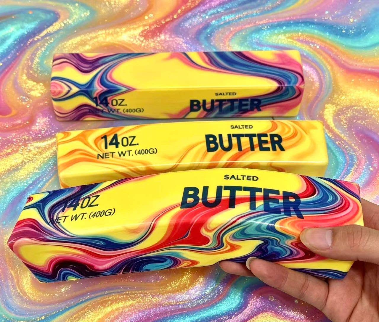 Tie-Dye Butter Squishy Jumbo Slow-Rising Stress Toy for Quick Checkout Laughs