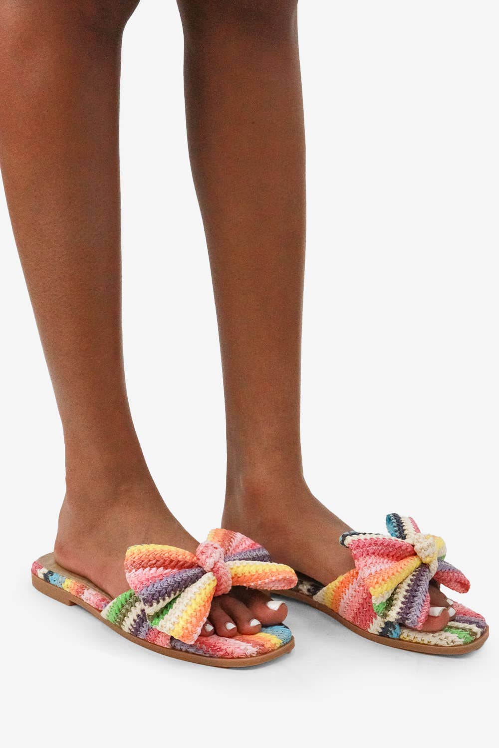 Sandals Raffia Bow Resort Stay Beachy Summer Flat Natural Tone