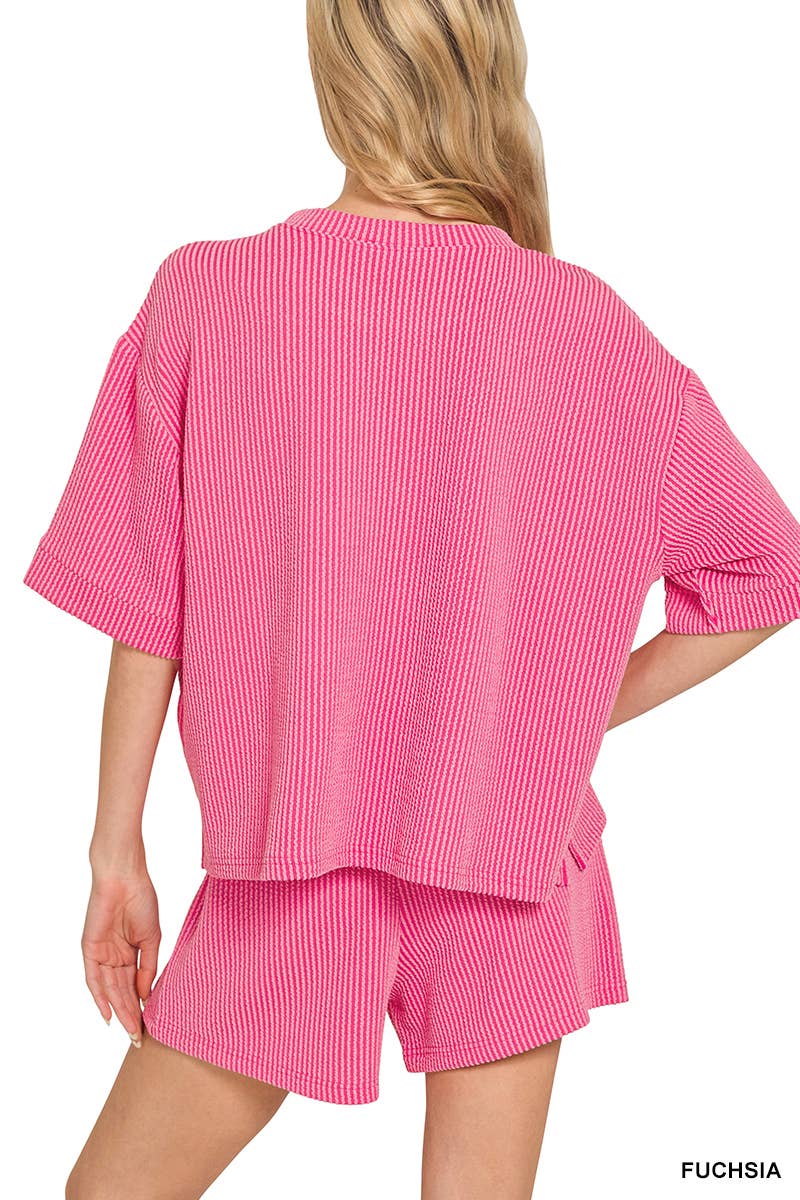 TShirt & Shorts Set Corded Ribbed