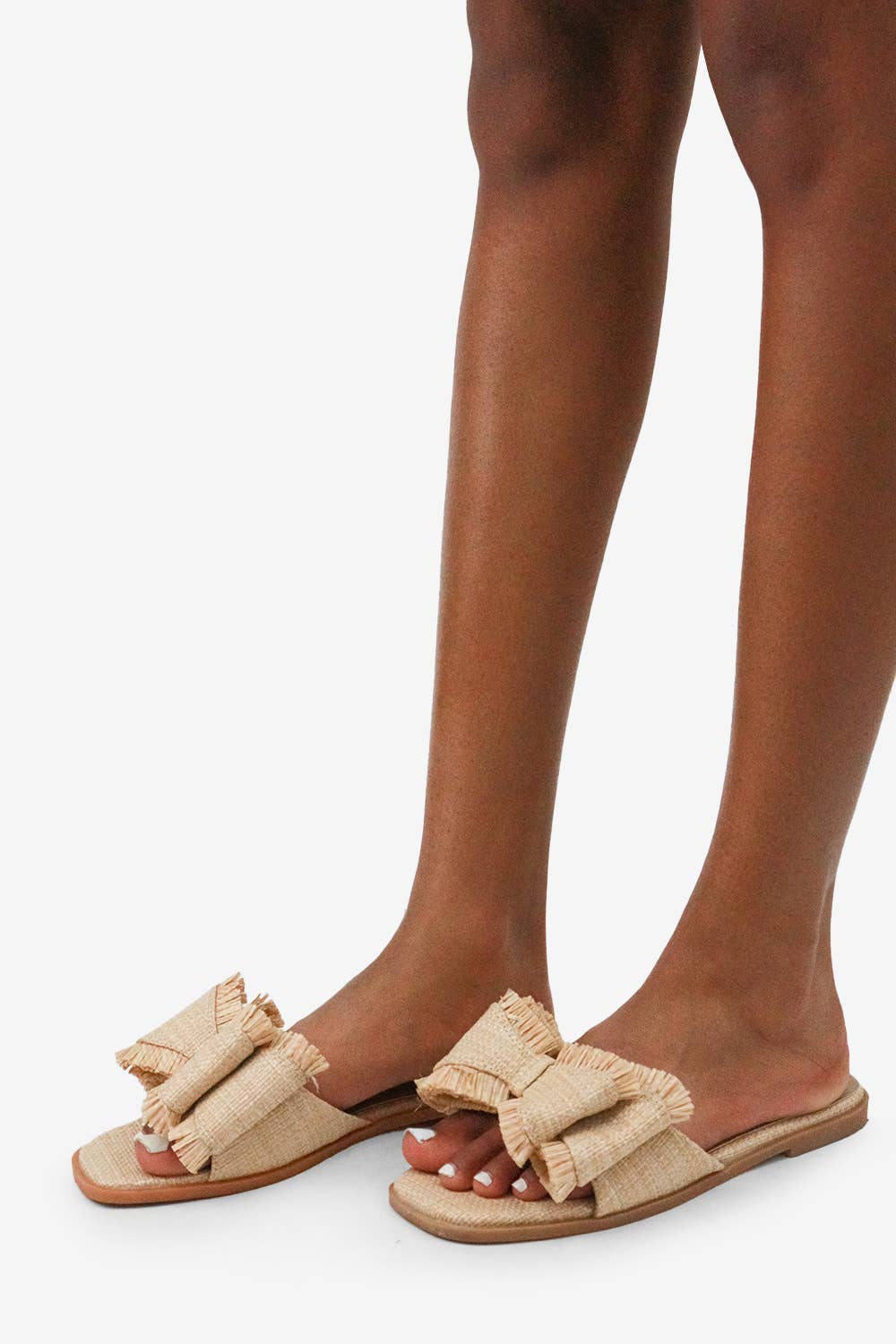 Sandals Raffia Bow Resort Stay Beachy Summer Flat Natural Tone