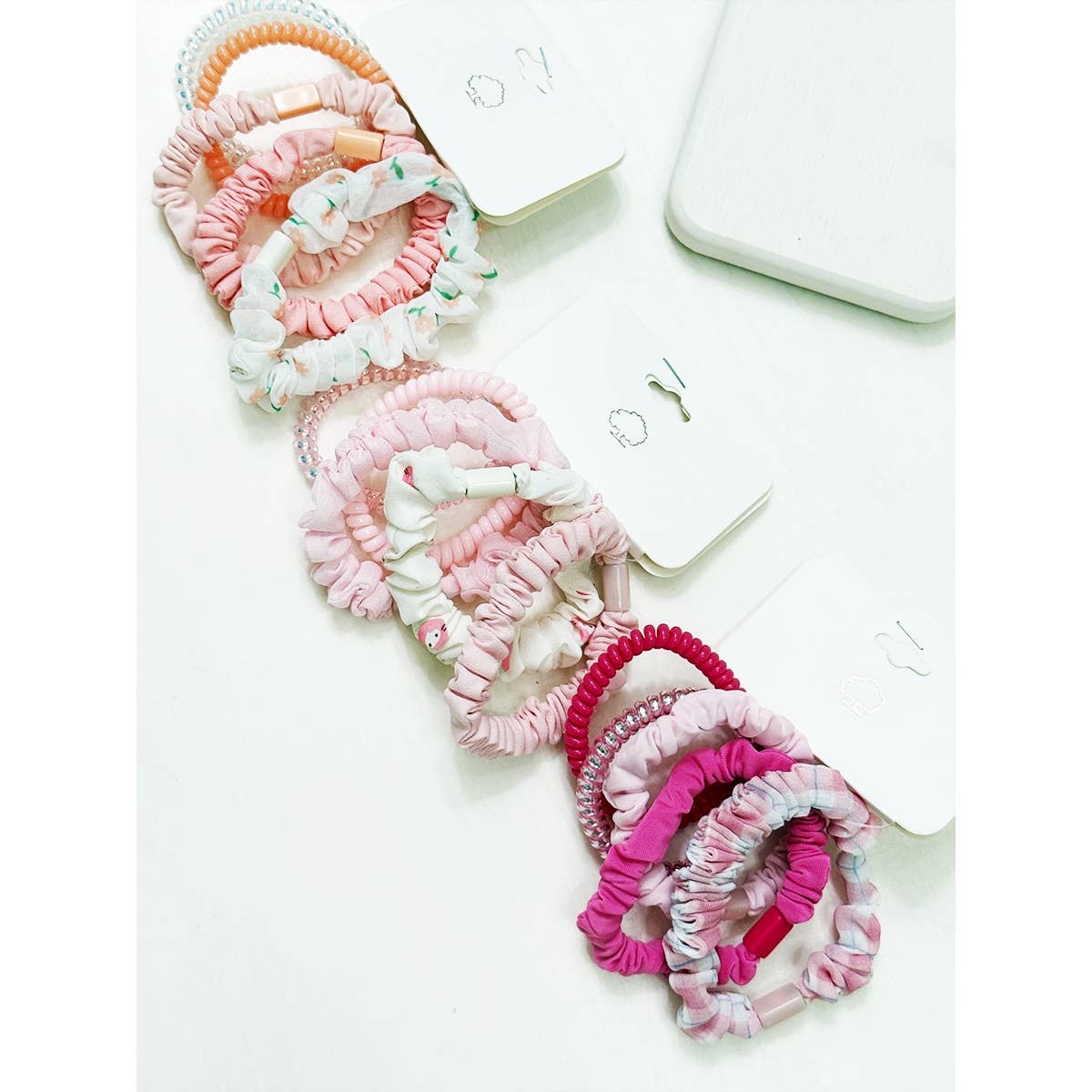 Hair Ties Pink Tone Multi Design Mixed Patterns