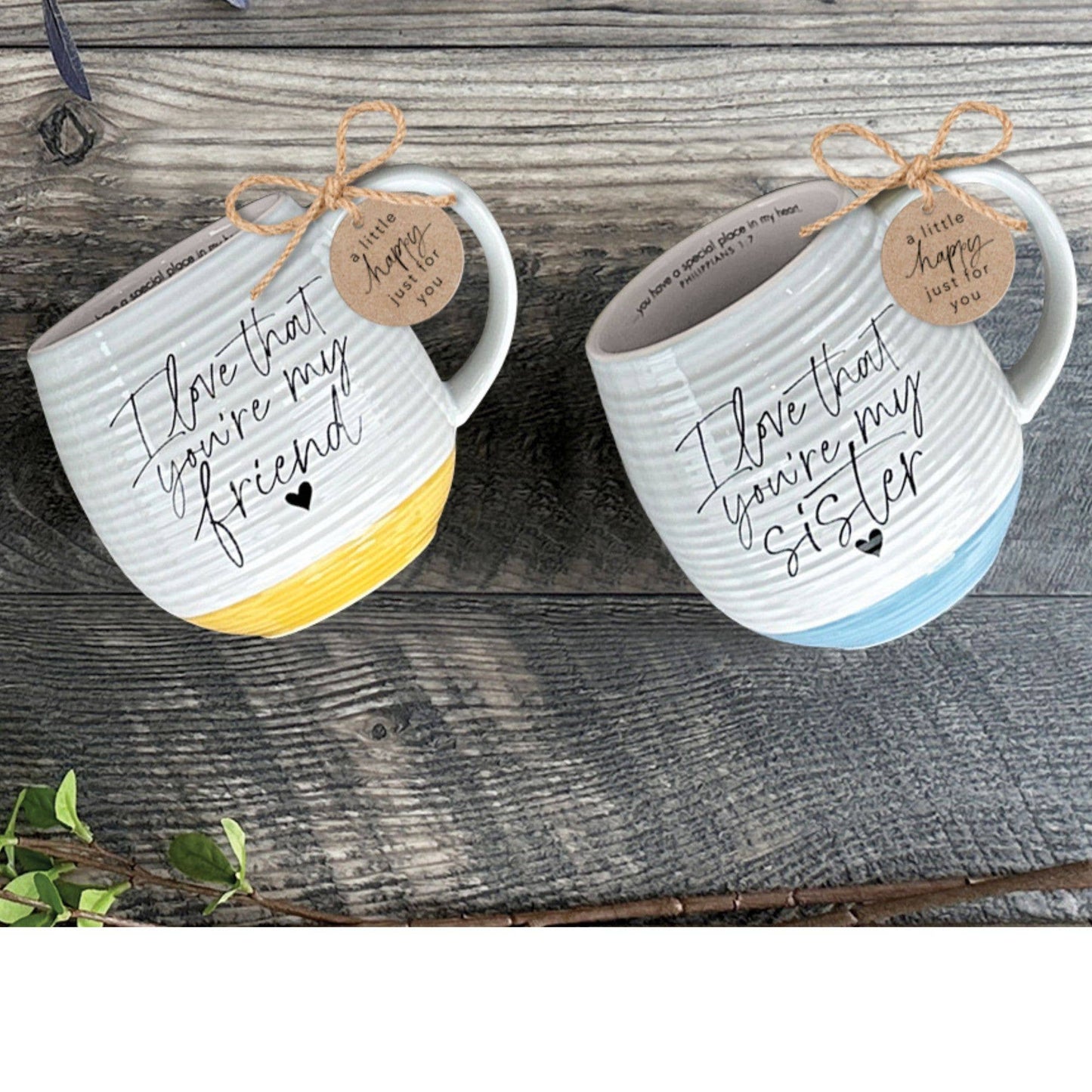 Mug For Sister Gift For Her With Scripture Inside Rim, Ribbed Texture 18 Oz