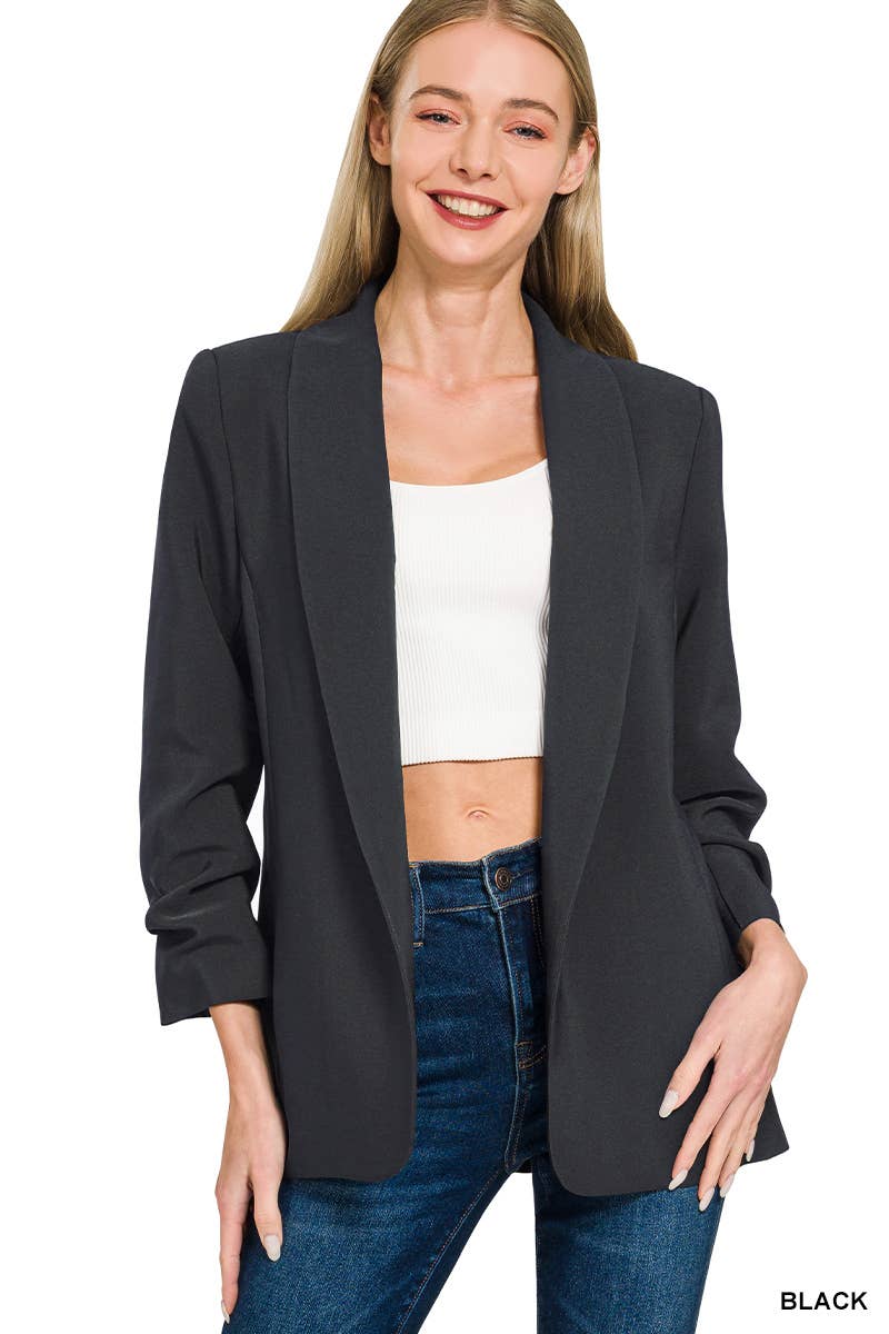 Boss Lady Blazer | Three Quarter Ruched Sleeves