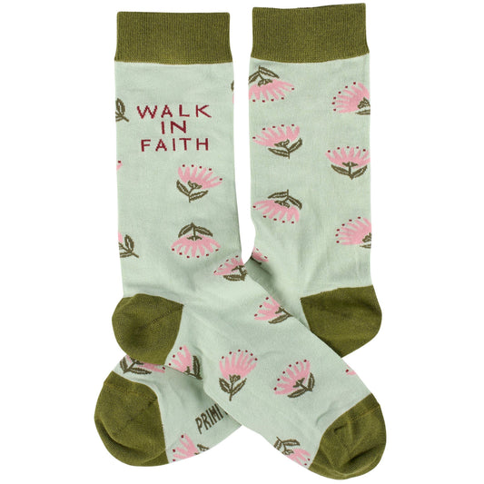 Socks Floral Pink Walk In Faith Gift For Her From A Modest Faith Based Boutique