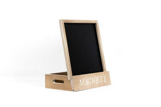 Magnet Display Shelf With Storage 11x13x7 Black White Natural Wood Frame