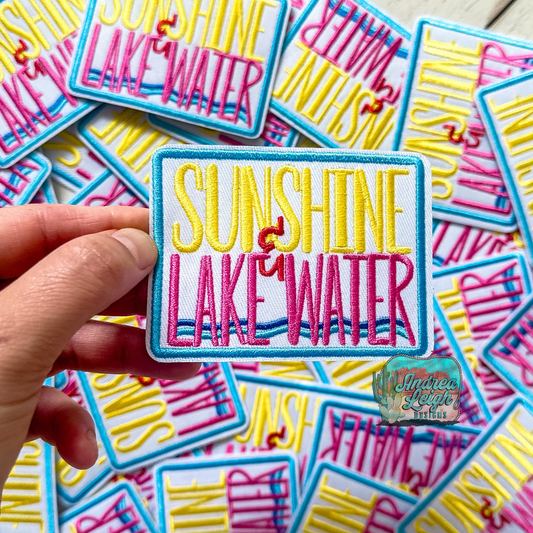 Embroidered Patch Sunshine And Lake Water With Iron On Backing