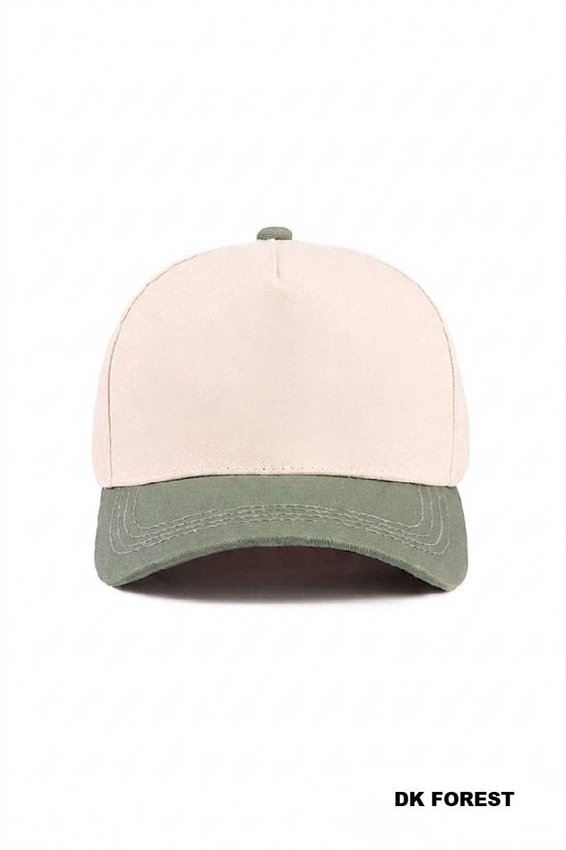 Canvas Cotton Cap Modest Fashion Two Tone Design Adjustable Strap