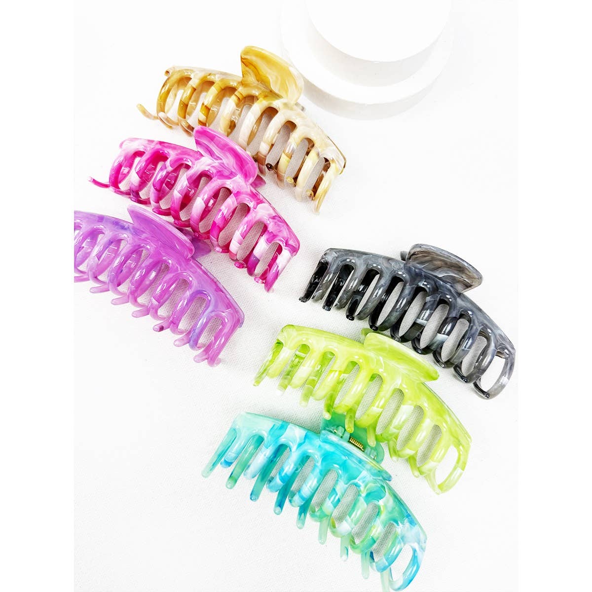 Hair Claw Clip Marbled Round Finish Assorted Colors