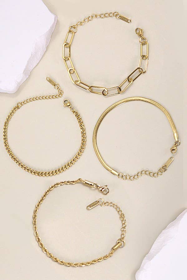 Shine Keeper Bracelet Stainless Steel Tarnish Free Waterproof Mixed Chain Design
