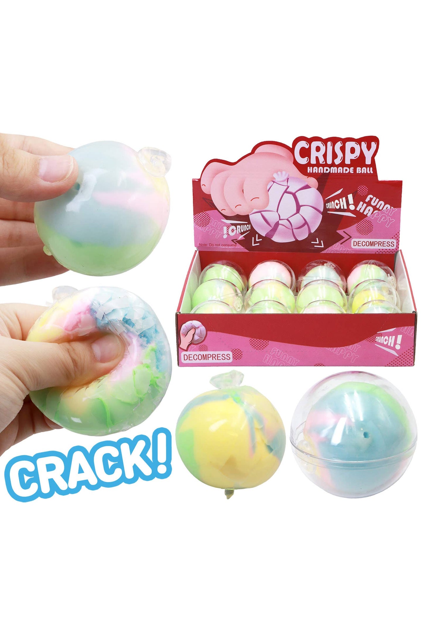 Tiny Stress Cracker Mini Pastel Multicolor Crispy Cracking Clay Squishy Ball