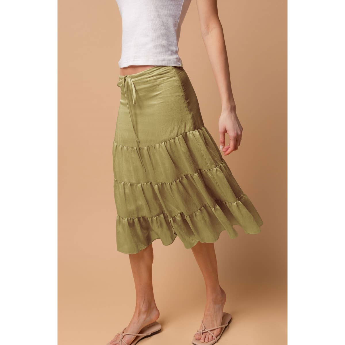 Skirt - Midi Linen Drop- Waist Tiered, Modest Fashion For Women HOT SELLER
