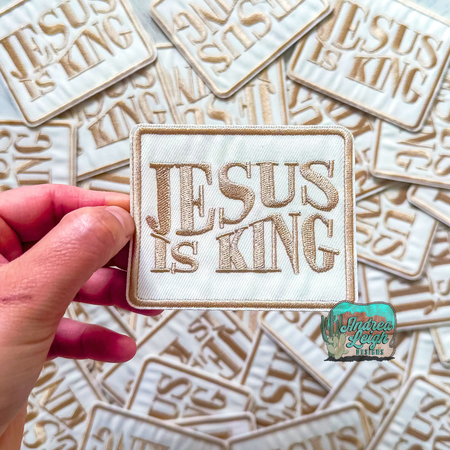 Embroidered Patch Jesus Is King With Iron-On Backing, Faith-Based Accessory