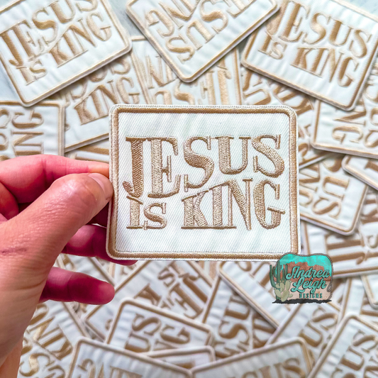 Embroidered Patch Jesus Is King With Iron-On Backing, Faith-Based Accessory