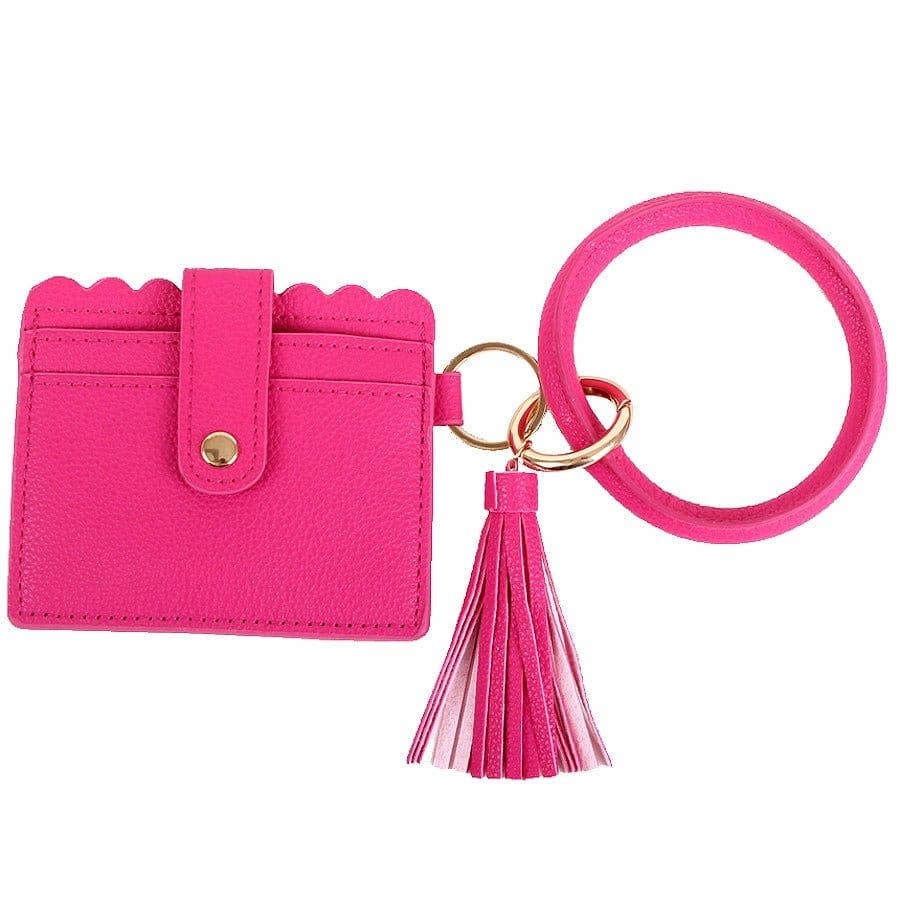 Bangle Keychain Wallet With ID Window In Vegan Leather For Handsfree Chic
