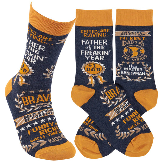 Socks Father Of The Year Hand Illustrated Gift For Him Colorful