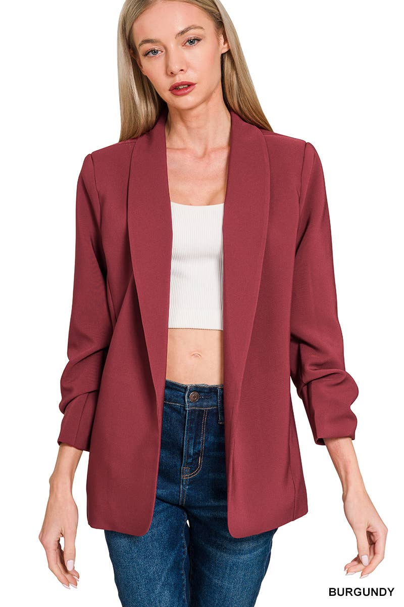 Boss Lady Blazer | Three Quarter Ruched Sleeves