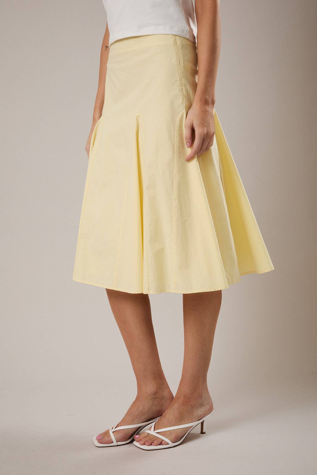 Poplin Midi Skirt With Waist Godets Modest Women’s Boutique Style