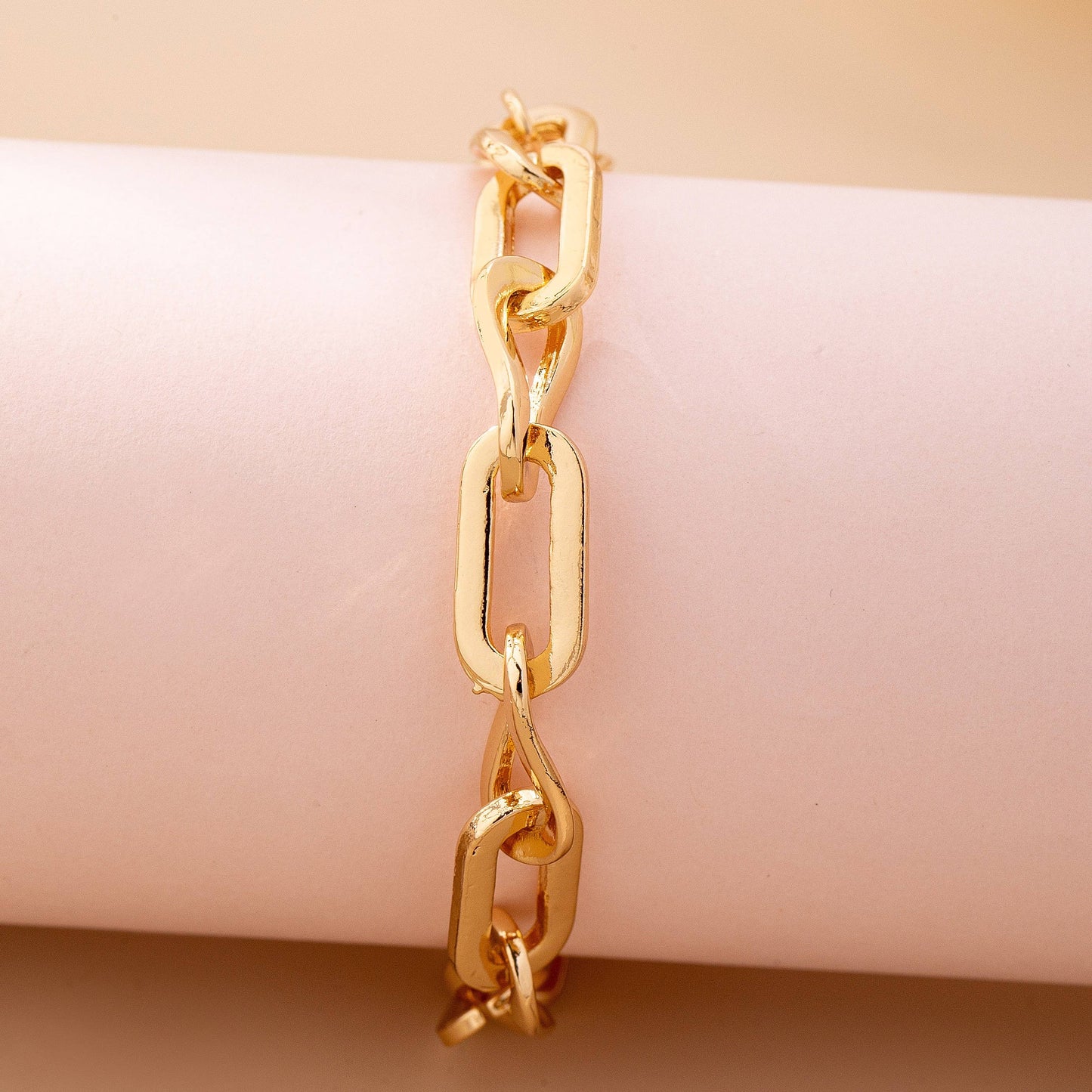 Whimsical Chunky Gold Link Bracelet 7.5 Inch Gift For Her