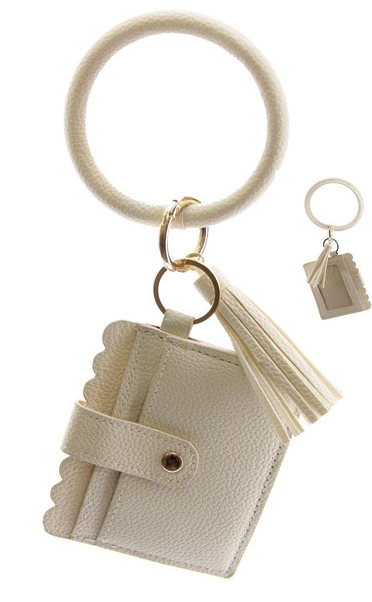 Bangle Keychain Wallet With ID Window In Vegan Leather For Handsfree Chic
