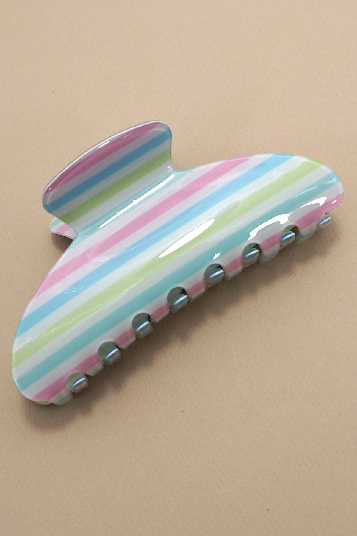 Hair Claw Clip Jumbo Stripe Plaid Oval Modest Gift For Her Accessory
