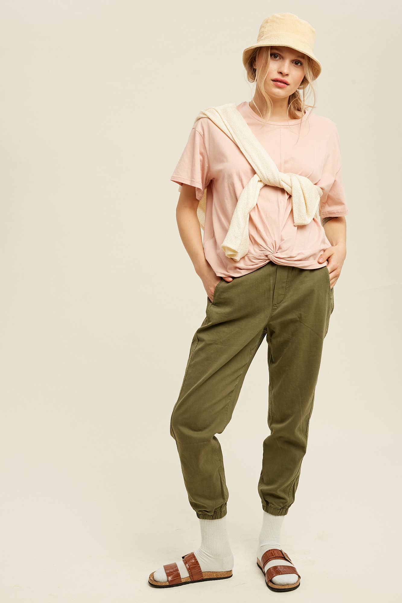 Dressy Twisted Tee Front Relaxed - Soft Cotton Jersey Modest Comfort