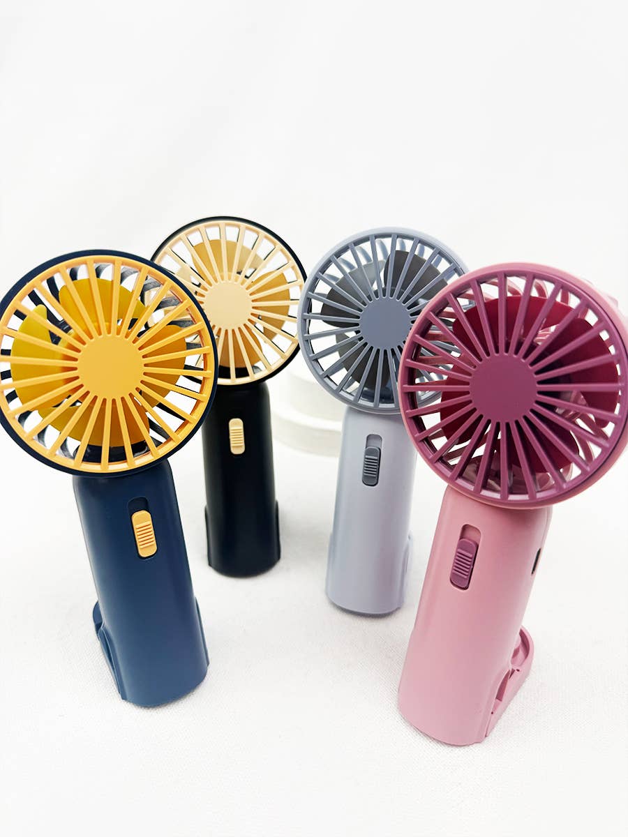 Portable Hand Fan With Pull-Out Stand, USB Rechargeable