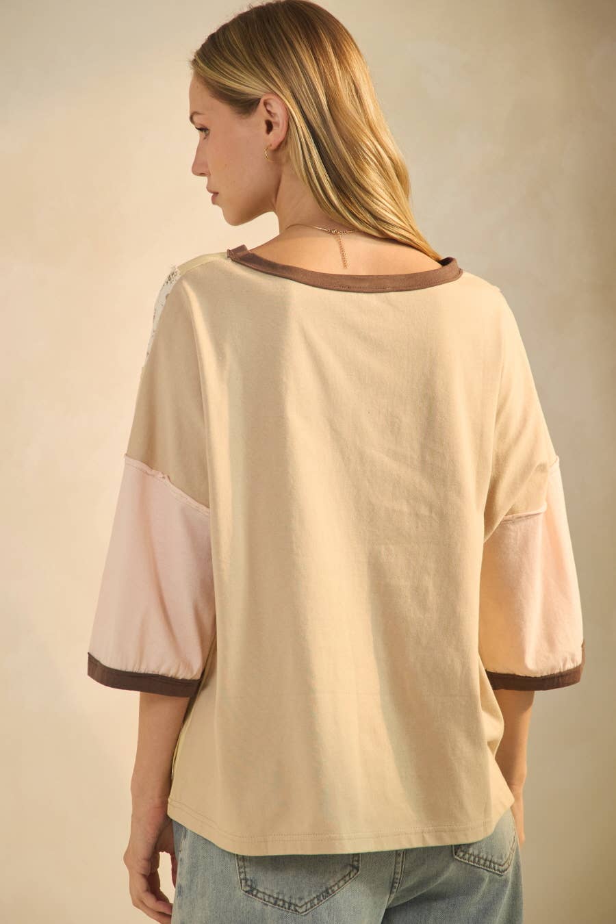 Plus Color Blocked Jersey Top With Floral Panels Modest Fashion Faith Based