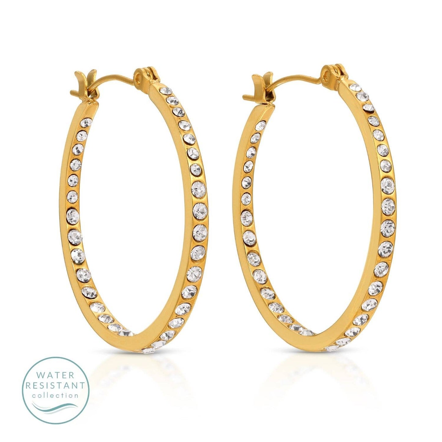 Hoop Earrings – Water-Resistant CZ With Latch Back, Faith-Based Jewelry