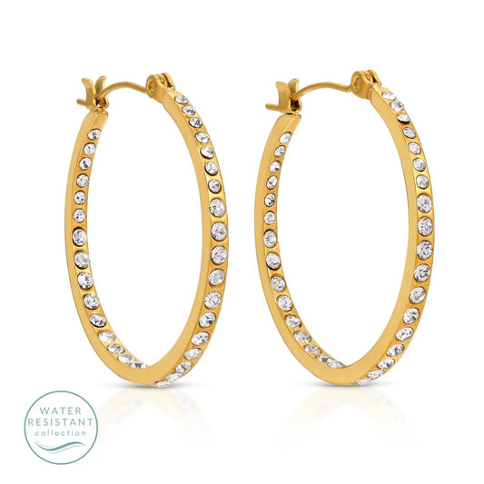 Hoop Earrings – Water-Resistant CZ With Latch Back, Faith-Based Jewelry