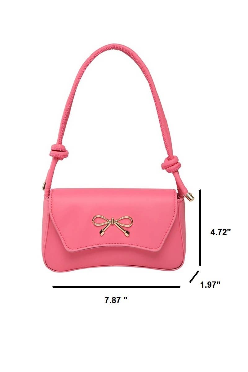 Shoulder Bag With Bow Accent, Gold Hardware, Adjustable Strap, Vegan Leather