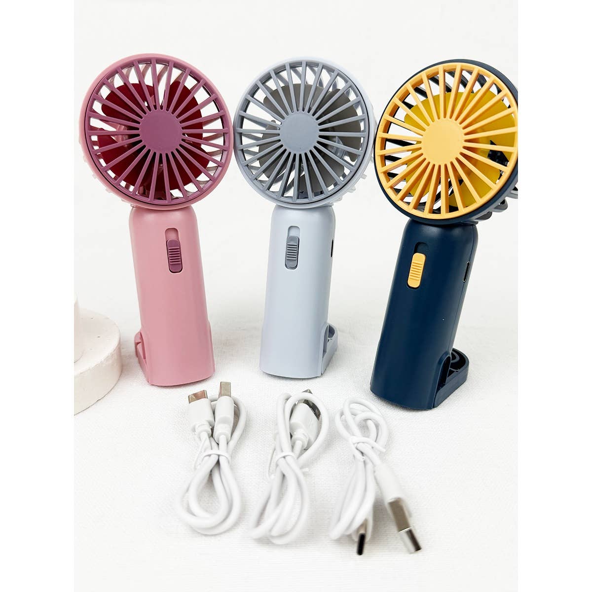 Portable Hand Fan With Pull-Out Stand, USB Rechargeable