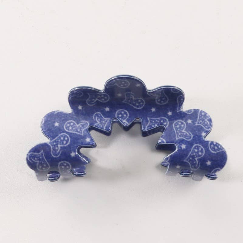 Hair Claw Clips - Vintage Porcelain Style Half Moon Design Faith-Based