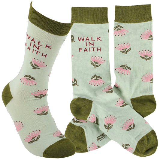 Socks Floral Pink Walk In Faith Gift For Her From A Modest Faith Based Boutique